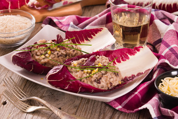 Risotto with red radicchio.