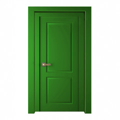 Modern green room door isolated on white background