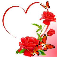 Obraz premium Beautiful red roses. Flowers with love