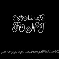 Chalk curly font. Grunge script on chalkboard. Vector calligraphy illustration.