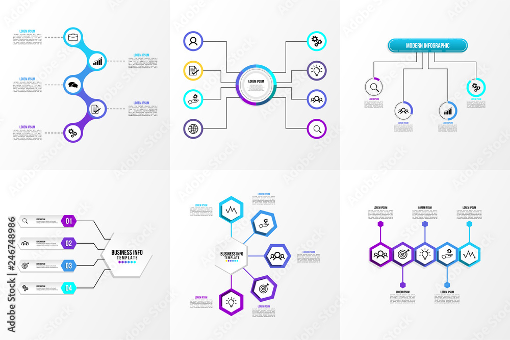 Wall mural set of infographics elements vector design template. business data visualization infographics timeli