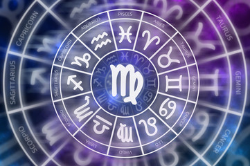 Zodiac Virgo symbol inside of horoscope circle