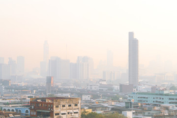 Fototapeta na wymiar Bangkok, Thailand - 30 Jan 2019 : Air Pollution with dust pm 2.5 in Bangkok, Thailand