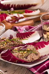 Risotto with red radicchio.
