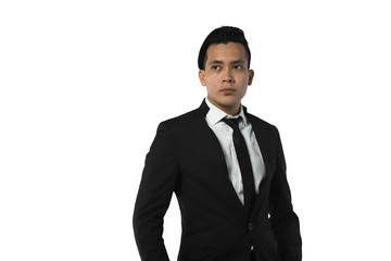 handsome asian man with corporate attire and a tablet