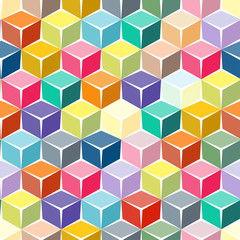 Cubic seamless pattern, abstract background with squares