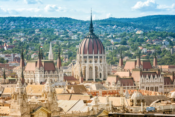 Fototapeta na wymiar Roof Detail From Hungarian Parliament Building, Budapest, Hungary