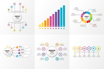 Set Of Infographics Elements Vector Design Template. Business Data Visualization Infographics Timeline with Marketing Icons most useful can be used for workflow, presentation, diagrams, reports