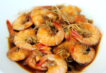 stir fry prawn with oyster sauce