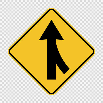 symbol  Lanes merging right sign on transparent background