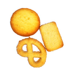 butter cookies  isolated on white background, top view