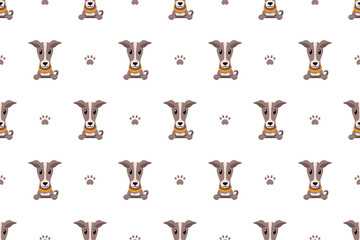 Vector cartoon character greyhound dog seamless pattern for design.