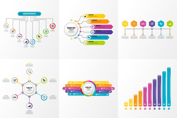Set Of Infographics Elements Vector Design Template. Business Data Visualization Infographics Timeline with Marketing Icons most useful can be used for workflow, presentation, diagrams, reports