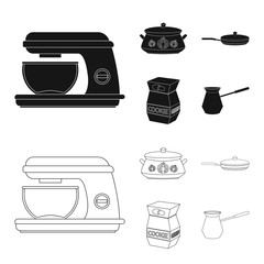 Vector design of kitchen and cook icon. Set of kitchen and appliance vector icon for stock.