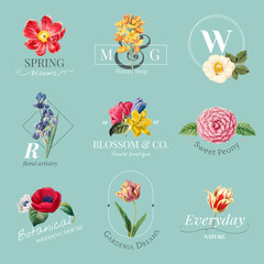 Flower brand logo set