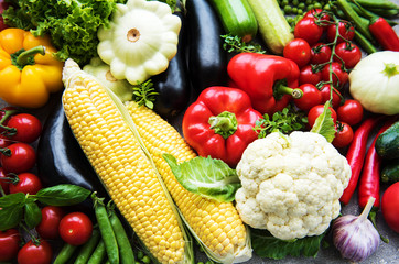 different raw vegetables