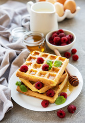 Homemade waffles with berries