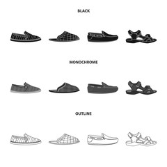 Vector illustration of shoe and footwear icon. Collection of shoe and foot stock symbol for web.