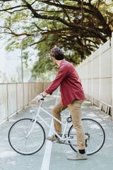 Cyclist in a park