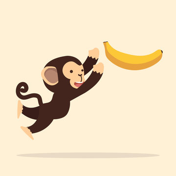 Cute monkey  jump with banana