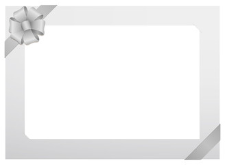 Gift card frame illustration ( corner ribbon / silver ) 