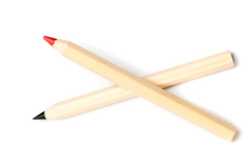 Wooden colorful ordinary pencils isolated on a white background, Image.