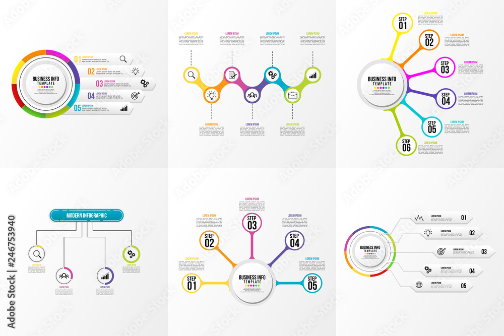 Wall mural set of infographics elements vector design template. business data visualization infographics timeli