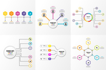 Set Of Infographics Elements Vector Design Template. Business Data Visualization Infographics Timeline with Marketing Icons most useful can be used for workflow, presentation, diagrams, reports