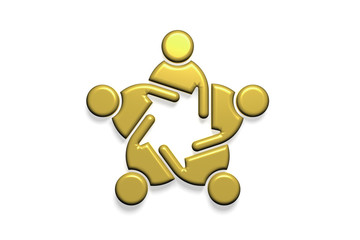 People Group in Meeting gold colored. 3D Render Illustration
