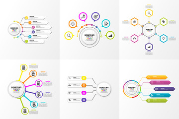 Set Of Infographics Elements Vector Design Template. Business Data Visualization Infographics Timeline with Marketing Icons most useful can be used for workflow, presentation, diagrams, reports