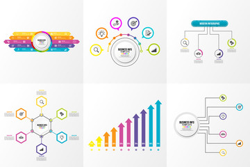 Set Of Infographics Elements Vector Design Template. Business Data Visualization Infographics Timeline with Marketing Icons most useful can be used for workflow, presentation, diagrams, reports