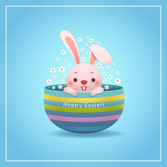 Happy Easter greeting card with Easter bunny and egg