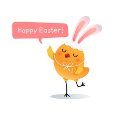 Happy Easter greeting card with Easter chick