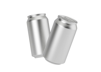 Template aluminum soda can isolated on white background, mockup, can for beer and carbonated drinks. 3D rendering, 3d illustration.