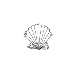 shell sketch drawing icon summer themed