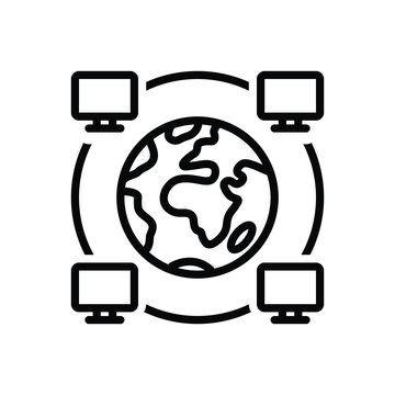 Black line icon for extranet  monitor  