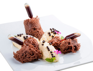 Original Tiramisu dessert on white background