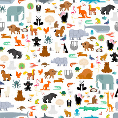 Animals pattern seamless. Zoo background. baby cloth texture Vector