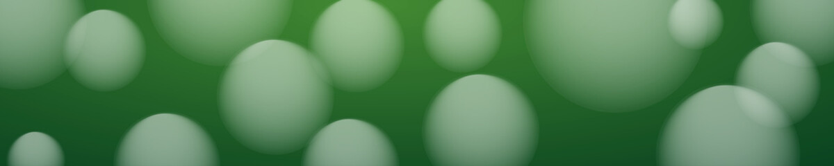Header of balloons, bubbles and balls, blurry on green background, vector illustration