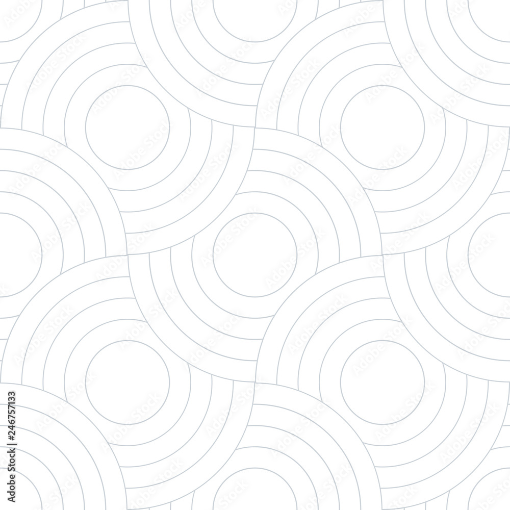 Poster Abstract retro pattern of geometric shapes. Neutral  mosaic backdrop. Geometric wave of circles  background, vector