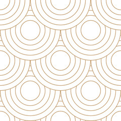 Abstract retro pattern of geometric shapes. Golden mosaic backdrop. Geometric wave of circles  background, vector