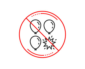 No or stop sign. Balloon dart line icon. Amusement park sign. Pop the balloon symbol. Caution prohibited ban stop symbol. No  icon design.  Vector