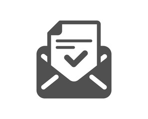 Approved mail icon. Accepted or confirmed sign. Document symbol. Quality design element. Classic style icon. Vector