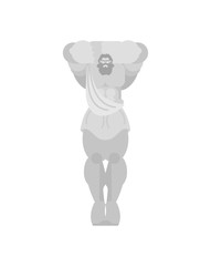 Atlant statue column in building in form of male figure. Ancient Greek roof support 