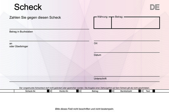 Scheck mit geometrischem Muster