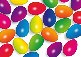 Easter background with eggs in rainbow colors, vector illustration
