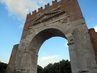 Arch of Emperor Augustus, Rimini, Italy.  This is the oldest Roman arch in Italy,  it is more than 2000 years old.