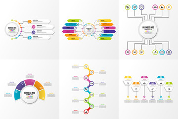 Set Of Infographics Elements Vector Design Template. Business Data Visualization Infographics Timeline with Marketing Icons most useful can be used for workflow, presentation, diagrams, reports