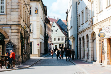 Bamberg, Germany - 04 01 2013: views of the streets of Bamberg in sunny weather