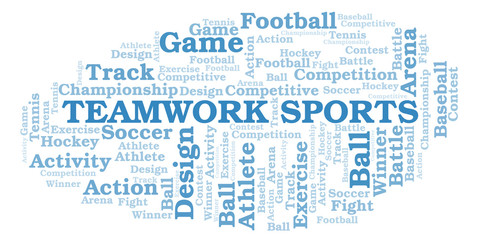 Obraz premium Teamwork Sports word cloud.